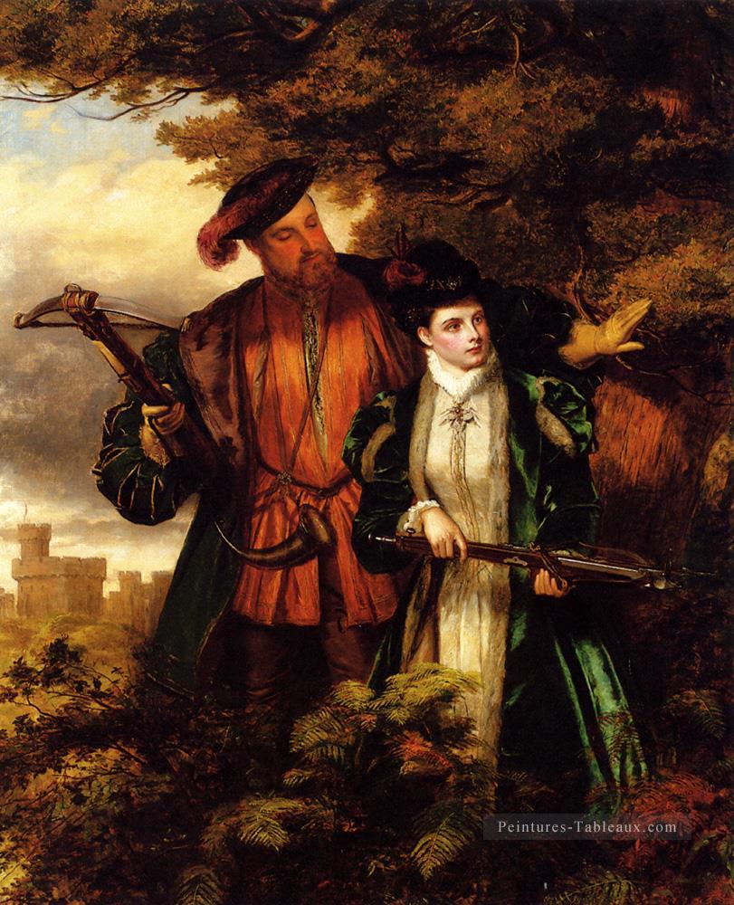 Henri VIII et Anne Boleyn Cerfs de chasse victorien scène sociale William Powell Frith Peintures à l'huile